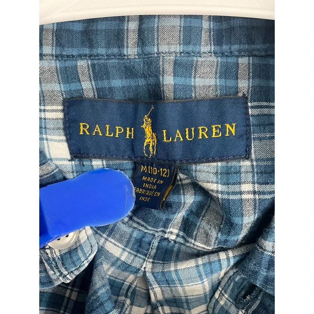 Ralph Lauren‎ Kids Plaid Button Down Short Sleeve Shirt Boys Size M (10/12)